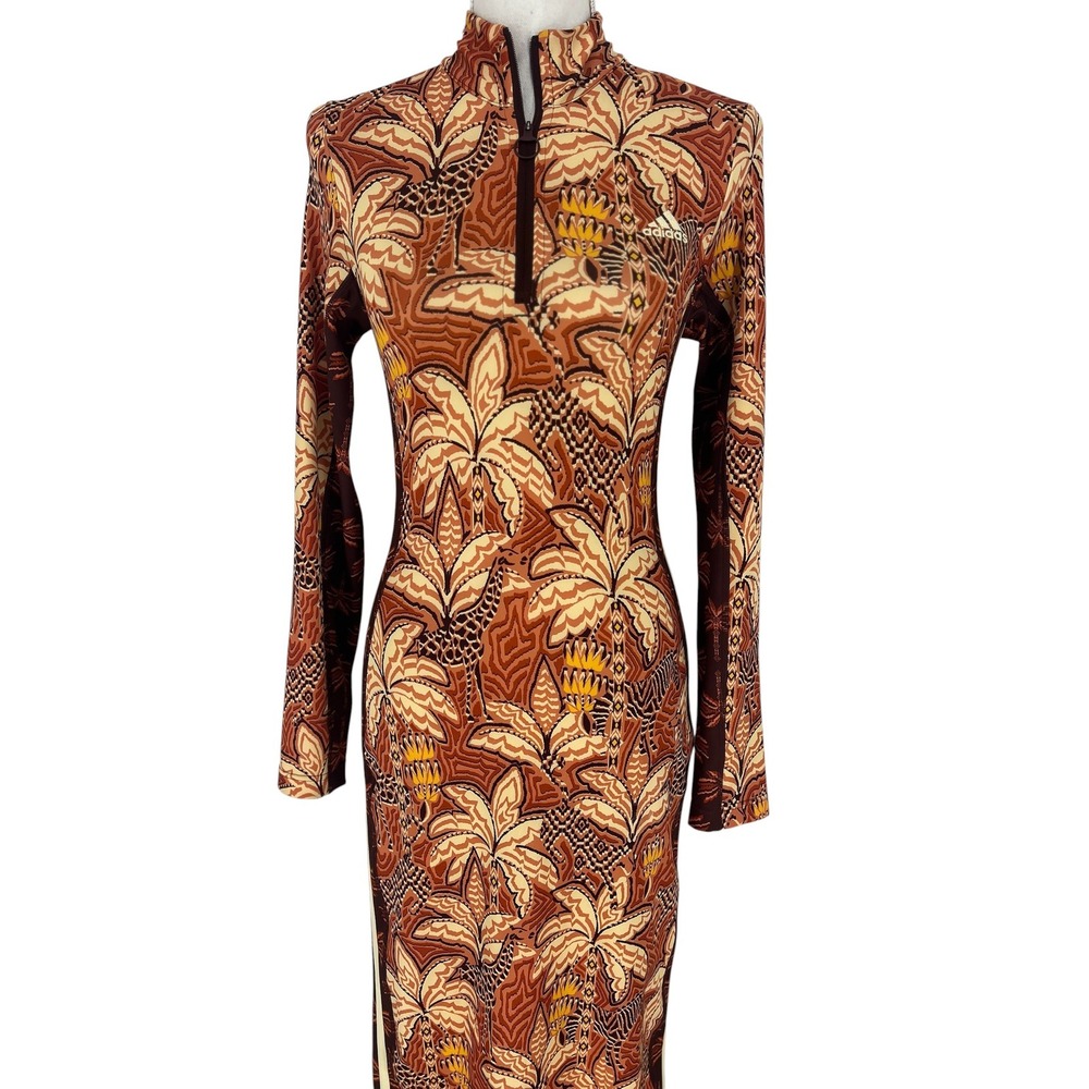 Farm Rio x Adidas Tropical Print Zip Up Midi Dress Small - Picture 4 of 16